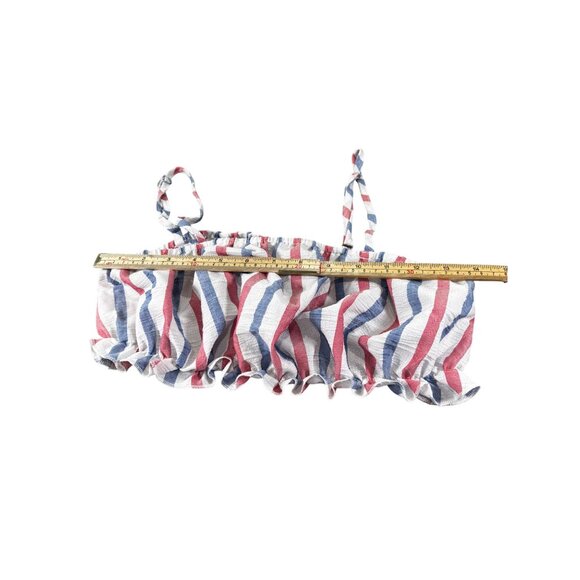 Striped Ruffle Hem Cropped Camisole Top Red/White/Blue Womens Size 8 By Lizaful - Picture 9 of 10